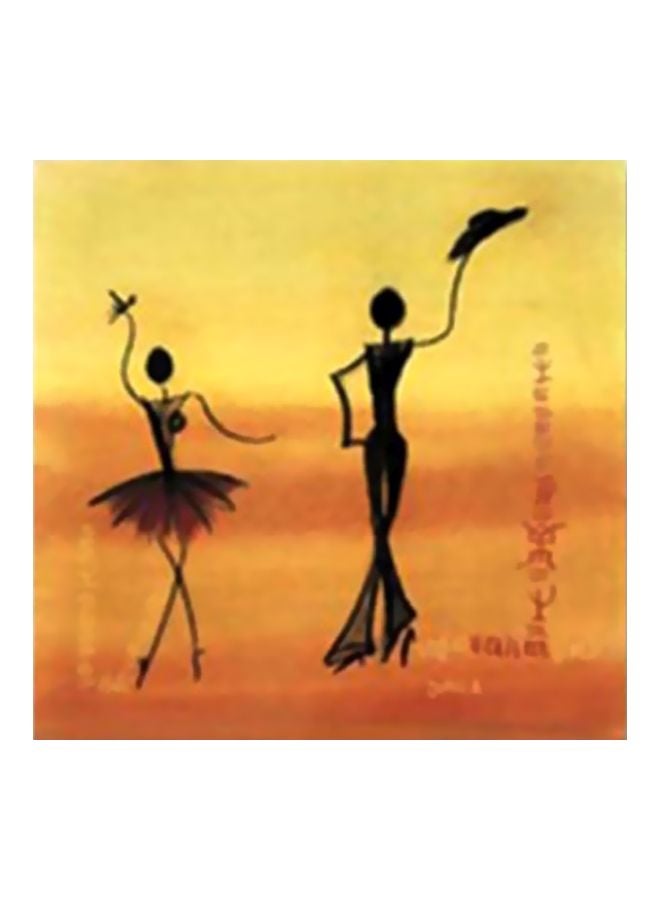 Decorative Wall Painting With Frame Yellow/Black 20x20cm