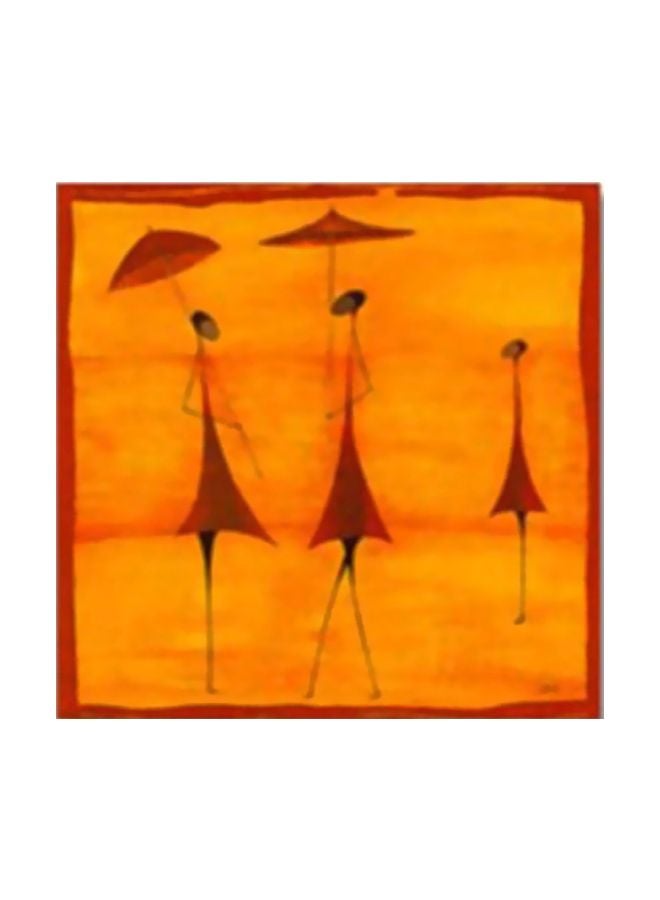 ستيكر فني لتزيين الحائط مع إطار أحمر/أصفر 30x30سم