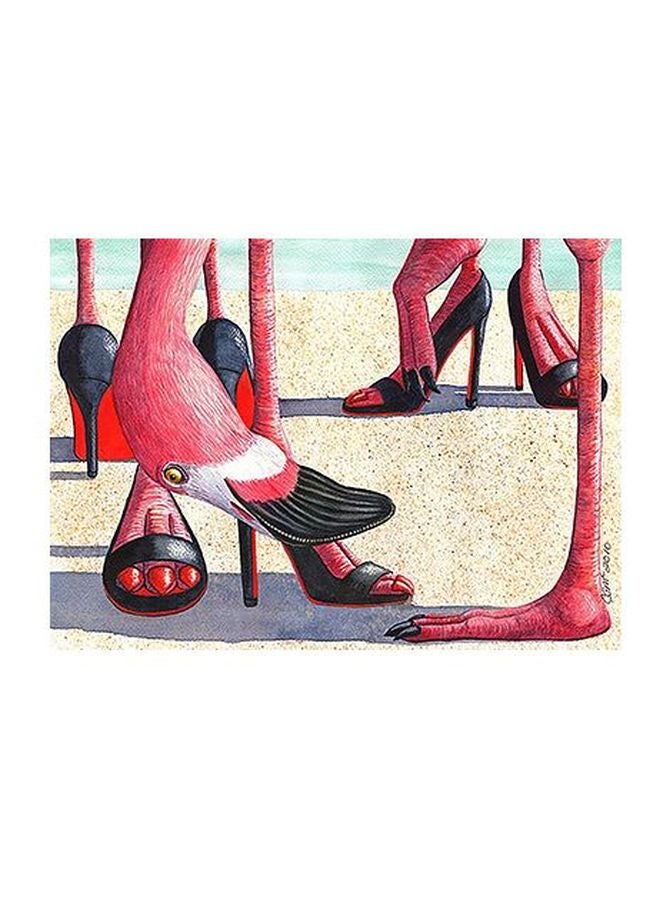 لوحة جدارية لتزيين الحائط مع إطار بيج/ وردي/ أسود 15x20سم