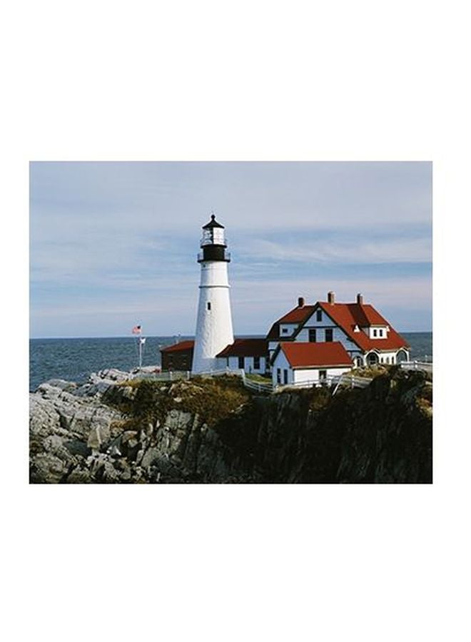 Decorative Wall Poster With Frame Blue/White/Brown 20x15cm