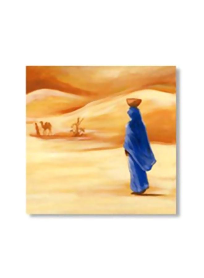 Decorative Wall Art With Frame Beige/Blue 24x24cm