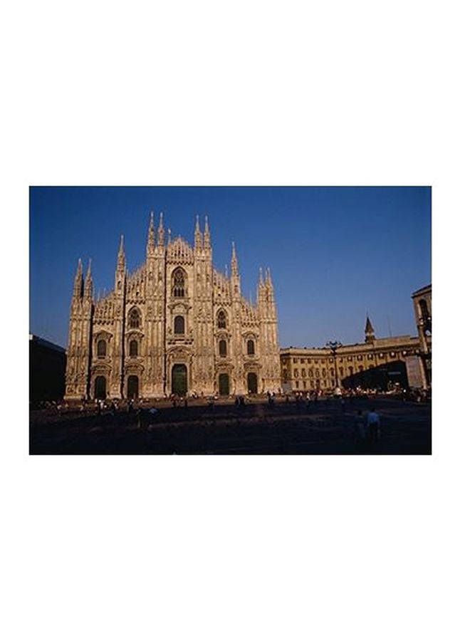 Decorative Wall Poster With Frame Blue/Beige 20x15cm