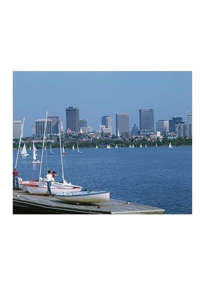 فوتو بلوك بوستر جداري للتزيين مع إطار أزرق/أبيض/أخضر 20x15سم