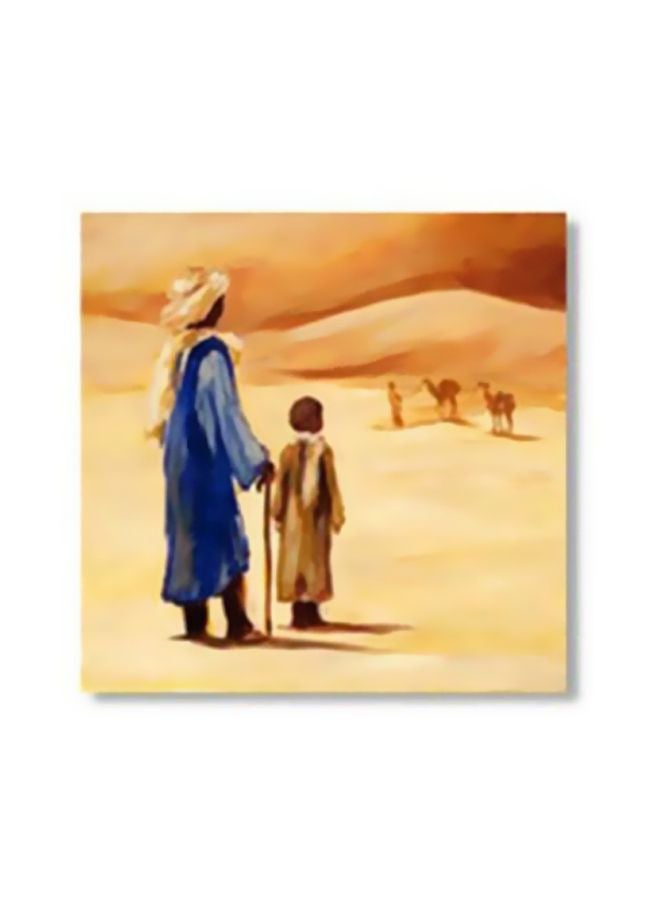 ستيكر فني لتزيين الحائط مع إطار أصفر / بني / أزرق 30x30سم