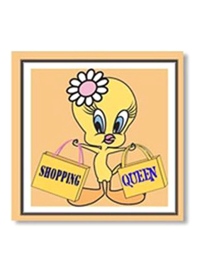 لوحة جدارية لتزيين الحائط مع إطار أصفر/ أبيض/ بيج 24x24سم