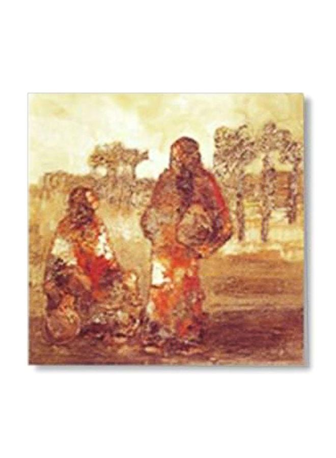 لوحة جدارية لتزيين الحائط مع إطار بيج / بني 34x34سم