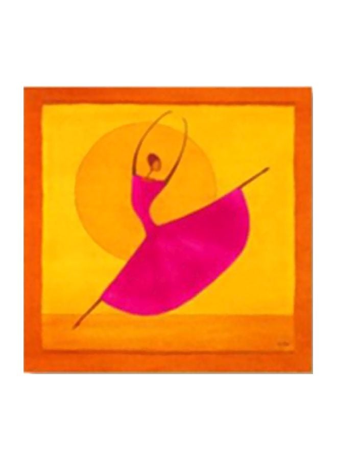 لوحة جدارية لتزيين الحائط مع إطار أصفر/وردي/برتقالي 24x24سم