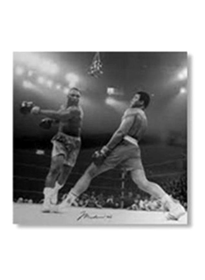 بوستر جداري للتزيين مع إطار رمادي / أبيض / أسود 34x34سم