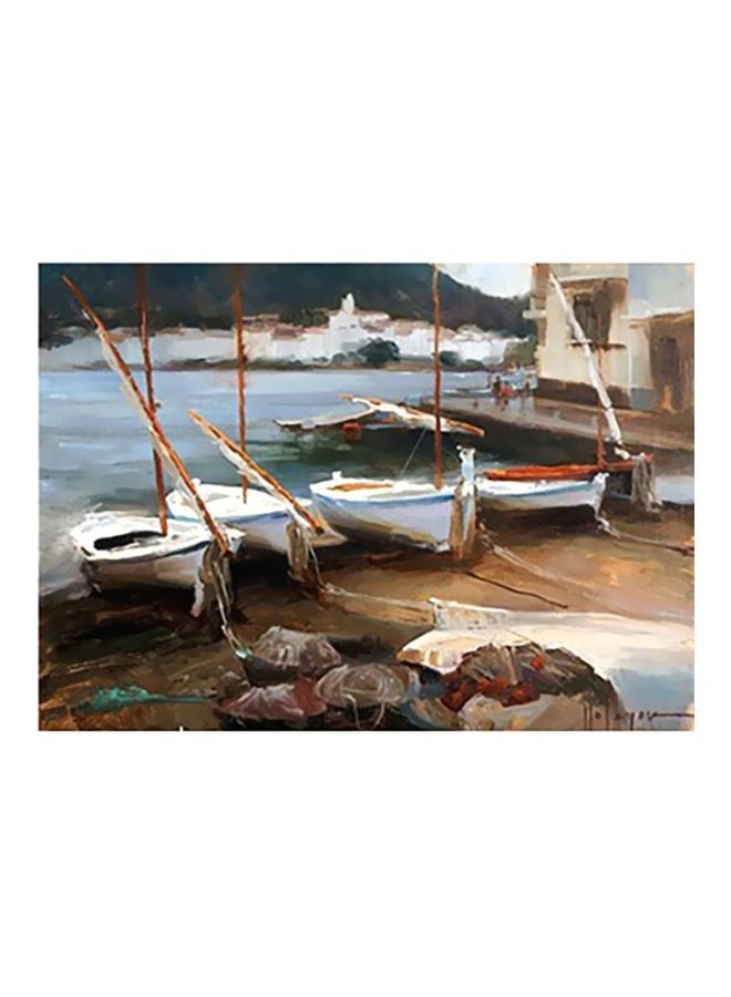 بوستر حائط للتزيين أبيض/بني/أزرق 18x24سم