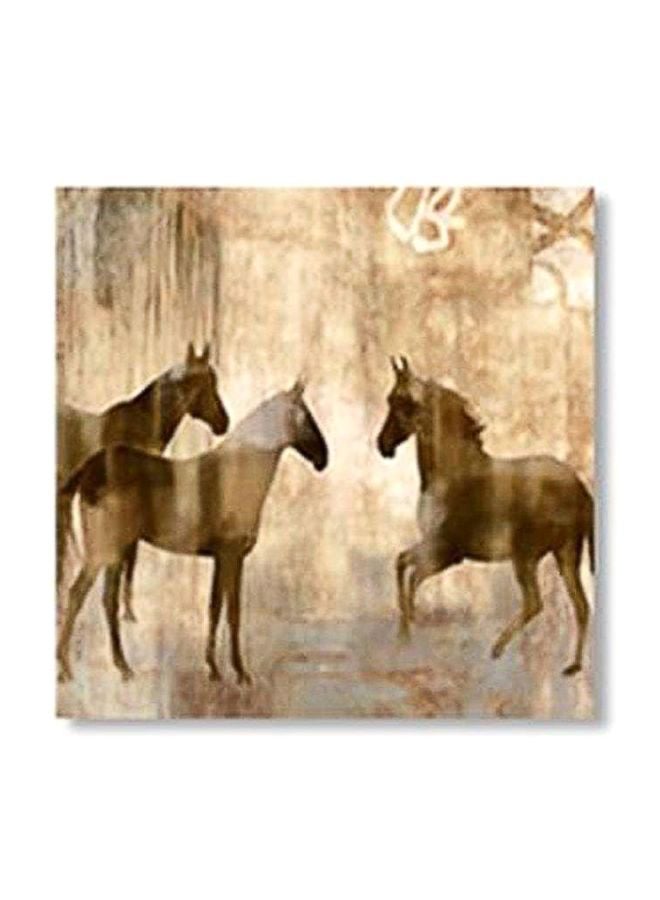 Decorative Wall Painting With Frame Beige/Brown 20x20cm
