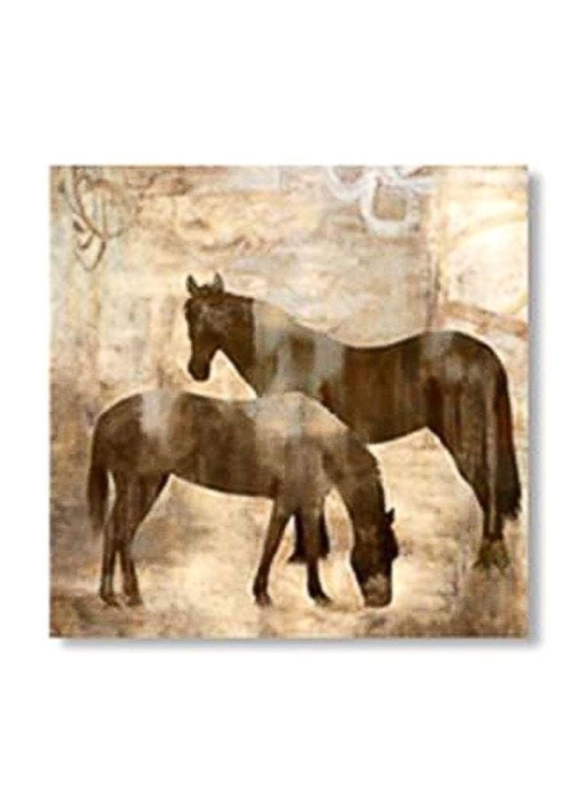 Decorative Wall Painting With Frame Brown/Beige 30x30cm