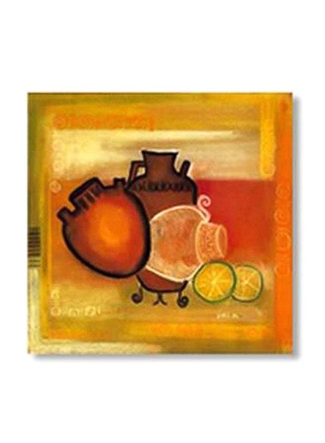 لوحة جدارية لتزيين الحائط مع إطار أحمر/ أصفر/ بني 15x15سم