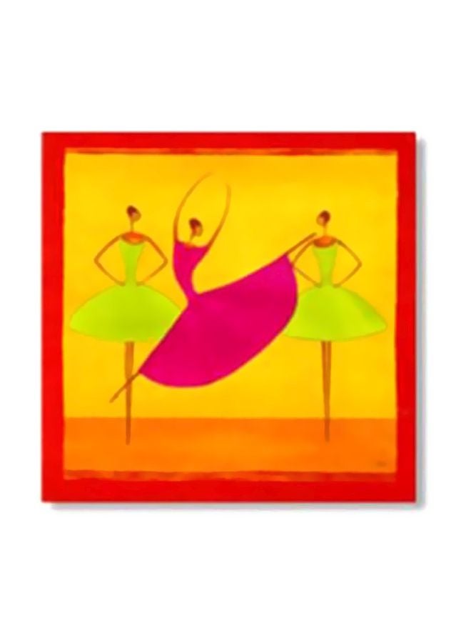 Decorative Wall Poster With Frame Yellow/Pink/Green 24x24cm