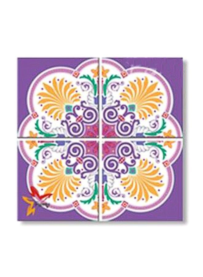 Decorative Wall Painting With Frame Purple/White/Yellow 30x30cm