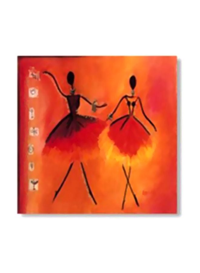 Decorative Wall Painting With Frame Yellow/Orange 30x30cm