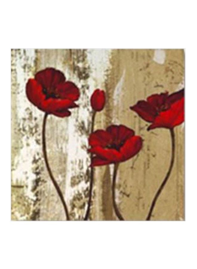 Decorative Wall Painting With Frame Beige/Red/White 24x24cm