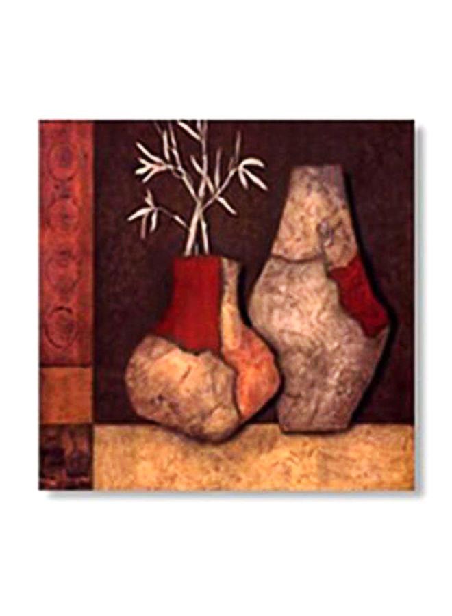 Decorative Wall Painting With Frame Red/Brown/Beige 24x24cm