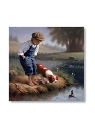 Decorative Wall Poster With Frame Beige/Blue/White 34x34cm - v1565952068/N29107368A_1