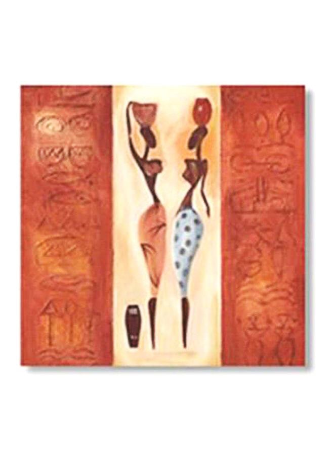 لوحة جدارية لتزيين الحائط مع إطار برتقالي/بيج/أبيض 15x15سم