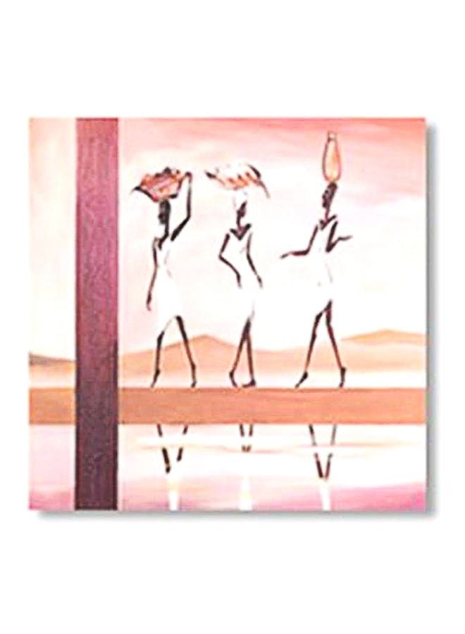 لوحة جدارية لتزيين الحائط مع إطار أبيض/زهري/برتقالي 20x20سم