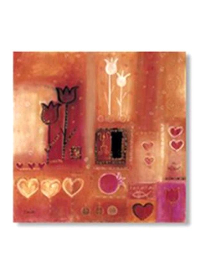 Decorative Wall Painting With Frame Orange/Pink/Red 15x15cm
