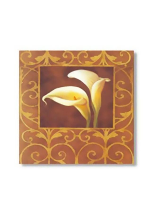 Decorative Wall Painting With Frame Brown/White/Green 15x15cm