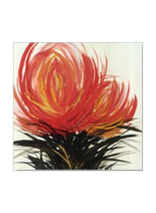 Decorative Wall Painting With Frame Red/Yellow/Black 34x34cm