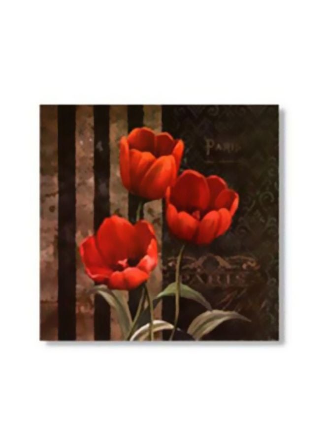 Decorative Wall Art With Frame Red/Green/Brown 34x34cm