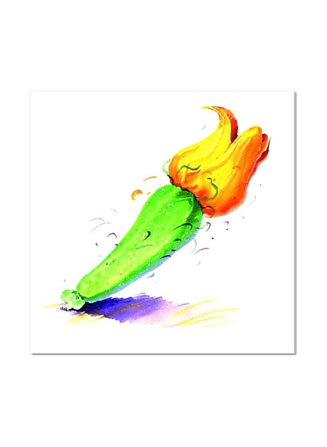 لوحة جدارية لتزيين الحائط مع إطار أبيض/أخضر/برتقالي 20x20سم