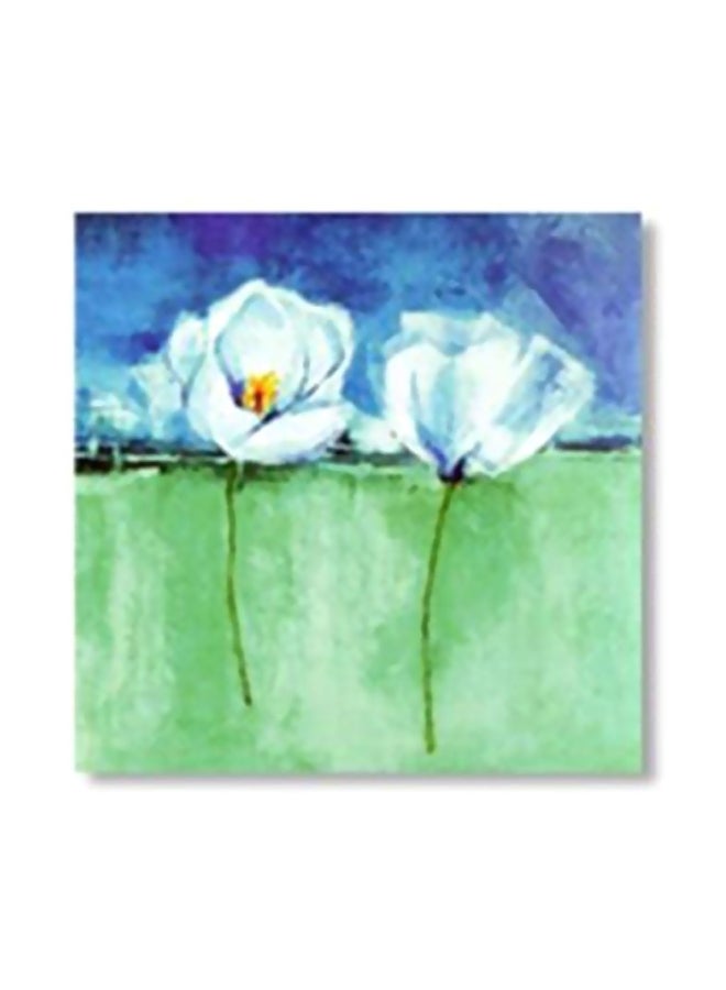 لوحة جدارية لتزيين الحائط مع إطار أخضر / أزرق / أبيض 30x30سم