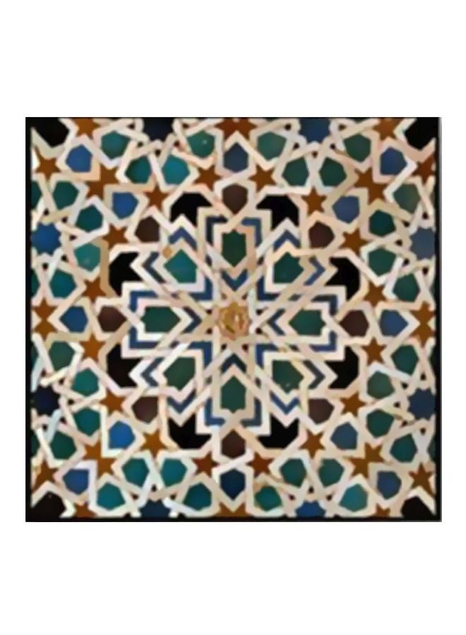 Decorative Wall Painting With Frame White/Blue/Black 20x20cm