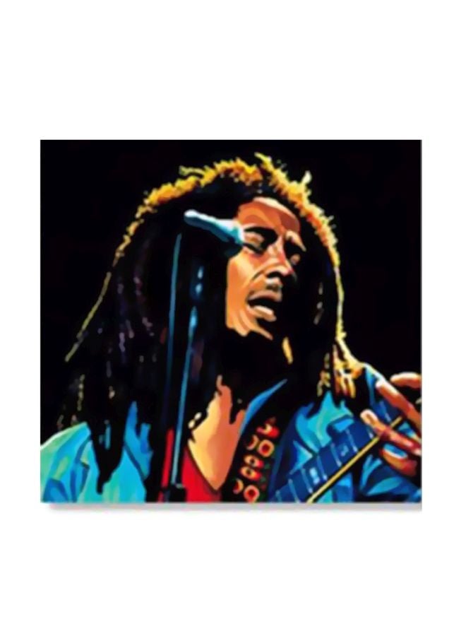 Decorative Wall Painting With Frame Black/Red/Blue 34x34cm