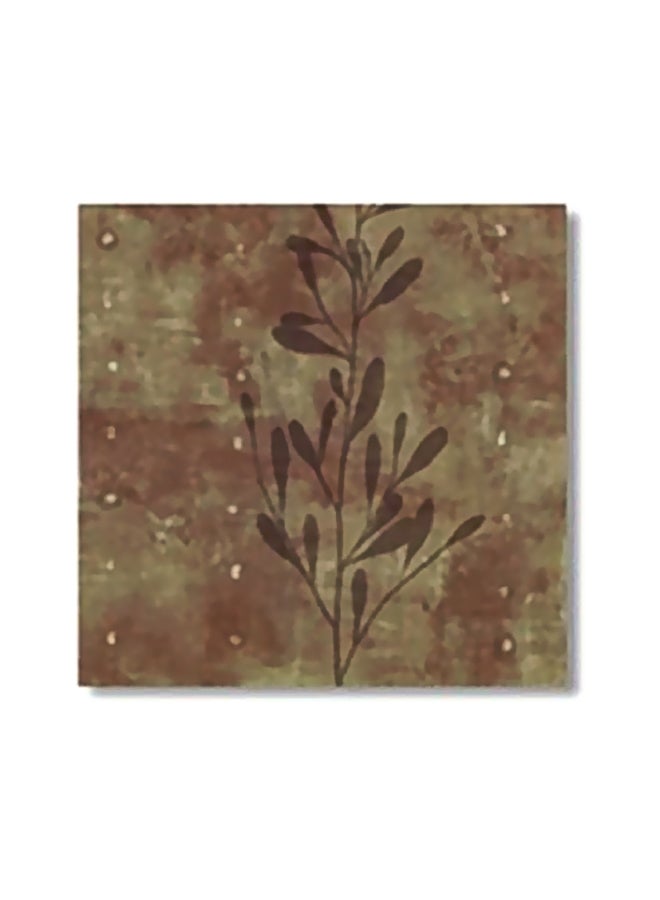 ملصق جداري بإطار للزينة بتصميم زهور بني/أخضر 34x34سم