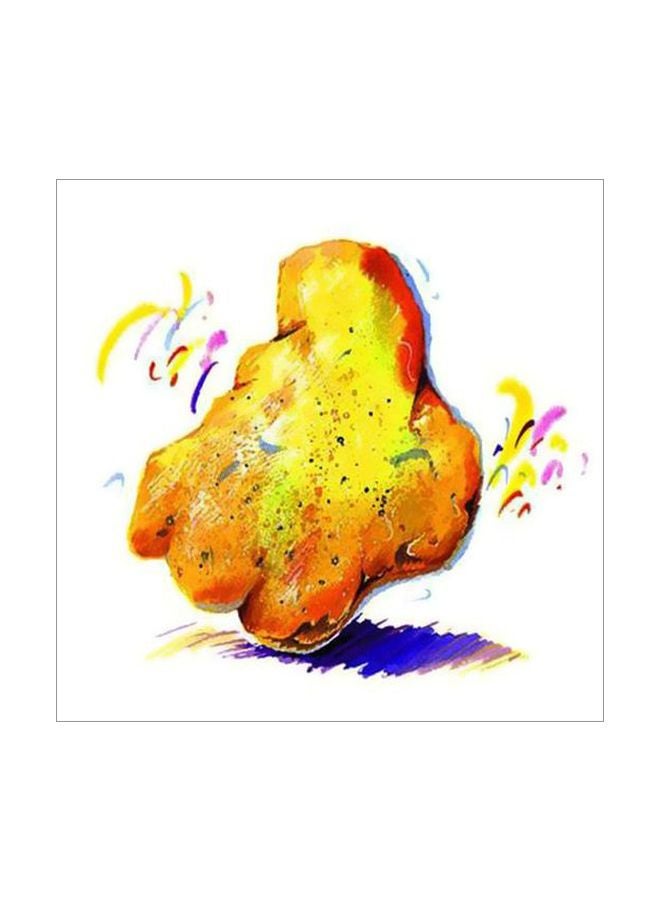 فوتو بلوك ملصق جداري بإطار للتزيين بتصميم خضراوات وفواكه برتقالي مائل للأصفر 34x34سم