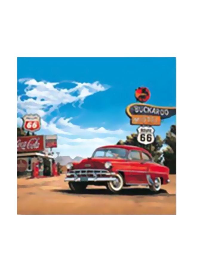 Decorative Wall Poster With Frame Blue/Beige/Red 24x24cm