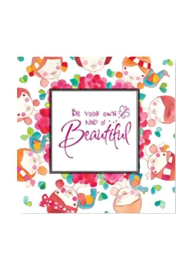 لوحة جدارية لتزيين الحائط مع إطار أبيض/وردي/أصفر 30x30سم