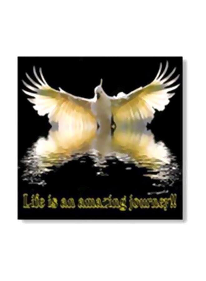 بوستر جداري للتزيين مع إطار أسود/ أبيض/ أصفر 24x24سم