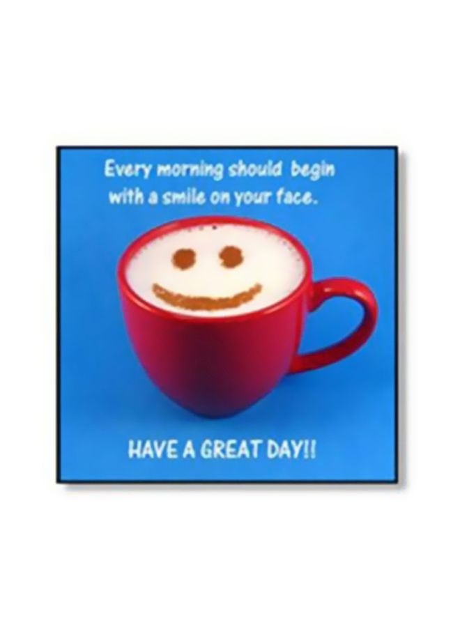 Decorative Wall Painting With Frame Blue/Brown/White 20x20cm