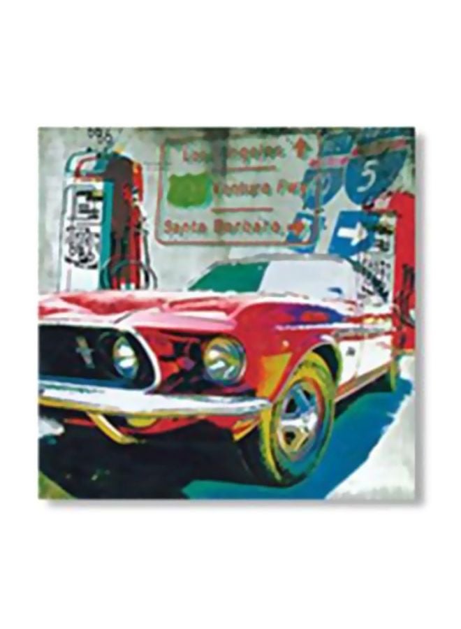 لوحة جدارية لتزيين الحائط مع إطار أحمر/ رمادي/ أزرق 24x24سم