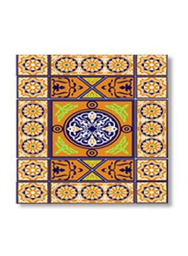 لوحة جدارية لتزيين الحائط مع إطار برتقالي/أزرق/أصفر 30x30سم