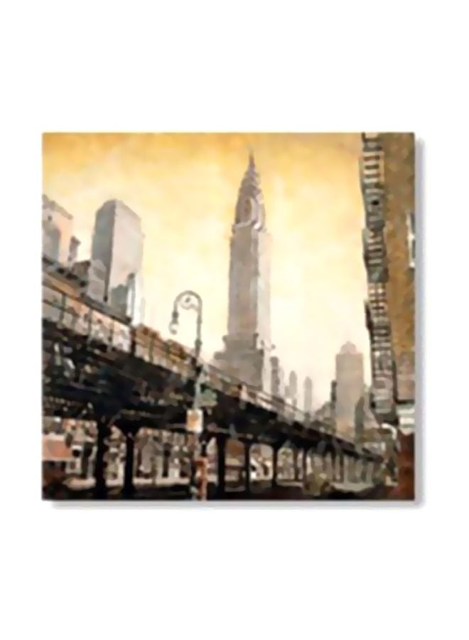 Decorative Wall Painting With Frame Yellow/Black/Beige 15x15cm