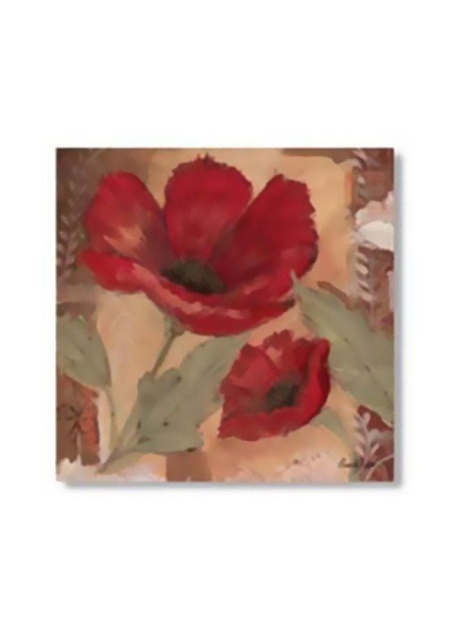 لوحة جدارية لتزيين الحائط مع إطار أحمر/بيج/بني 24x24سم