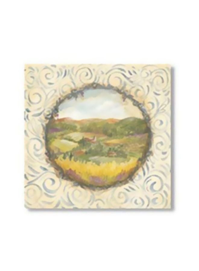 لوحة فنية لديكور الحائط بيج/ أخضر/ أصفر 30x30سم