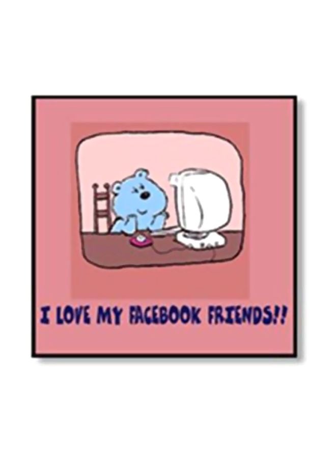 لوحة جدارية لتزيين الحائط مع إطار وردي/ أزرق/ أبيض 30x30سم