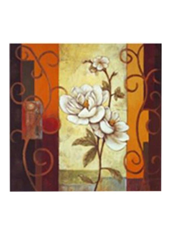 Decorative Wall Painting With Frame Brown/Orange/White 30x30cm