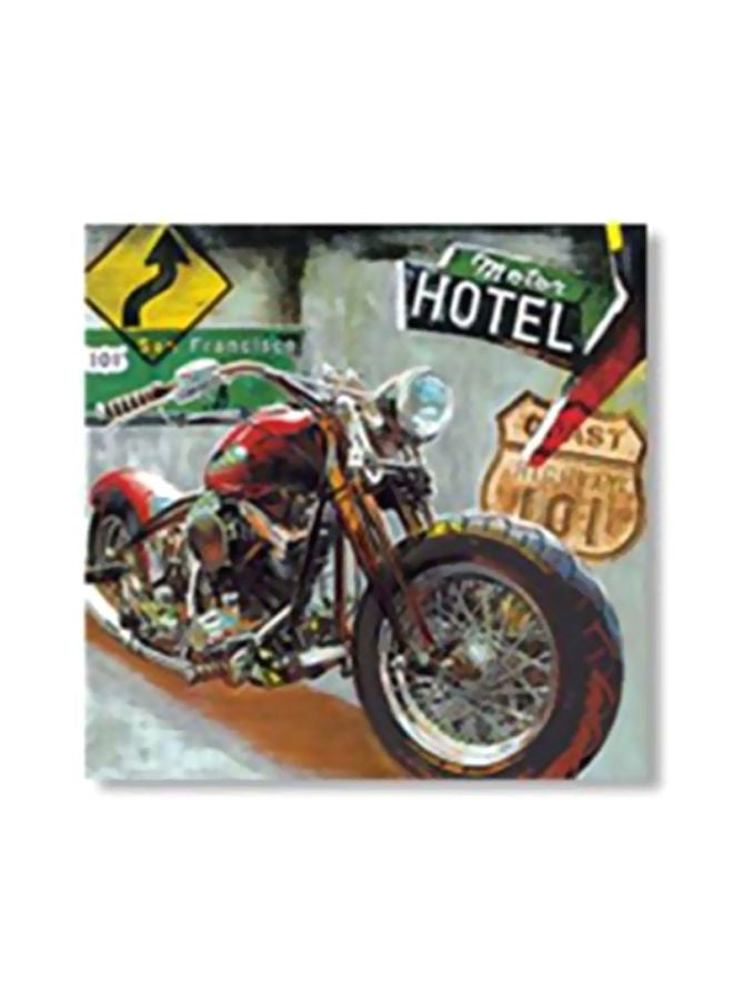 لوحة جدارية لتزيين الحائط مع إطار أحمر/رمادي/أخضر 15x15سم