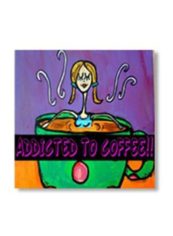 Decorative Wall Poster With Frame Green/Purple/Yellow 34x34cm