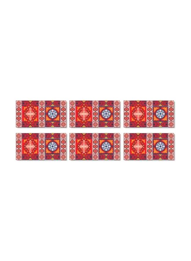 PHOTOBLOCK 6-Piece Khayameya Coaster Set Red/Blue/Beige 9x9cm 