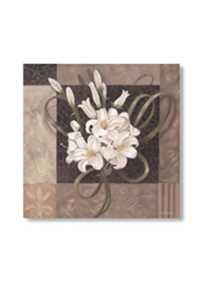 ستيكر فني لتزيين الحائط مع إطار بني/أخضر/أبيض 24x24سم