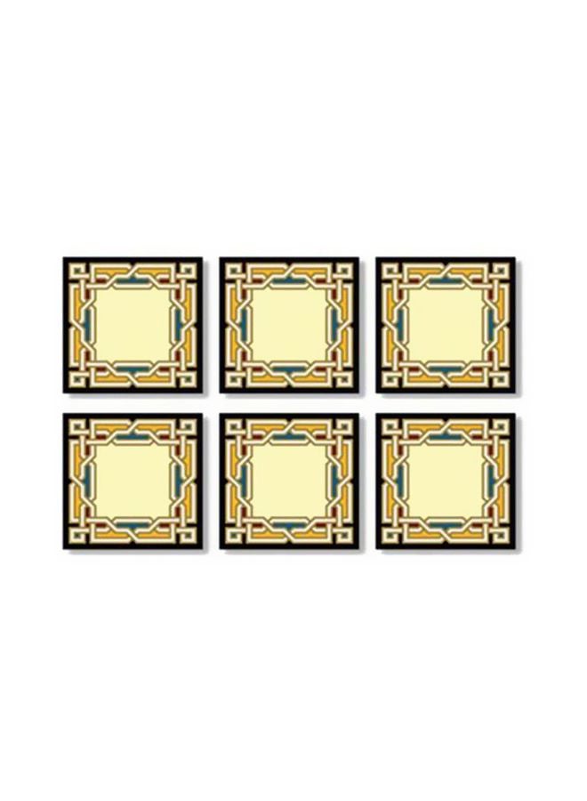 6-Piece Coaster Set Yellow/Black/Beige 9x9cm